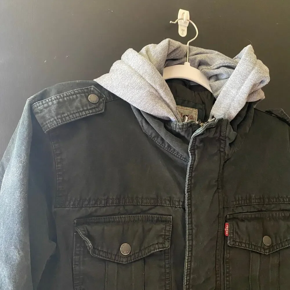 Levi's Utility Jacket Black Gray Hoodie Mens Size Medium